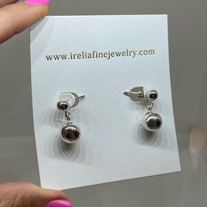 Sterling Silver Round Bead Dangle Post